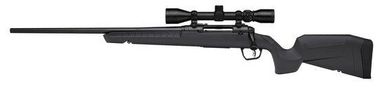 Left-handed .223 Remington bolt action rifle with grey stock.